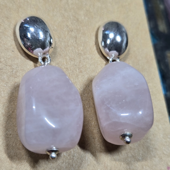 Designer ralph Lauren semi precious  stone earrings! Rose quartz - Picture 2 of 3